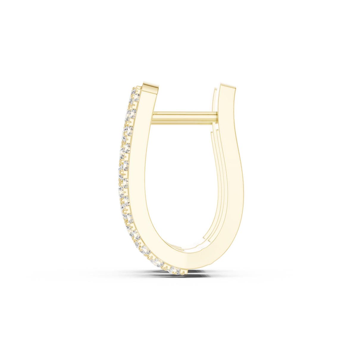 Round Diamond Wide Double Row Hoop Earrings