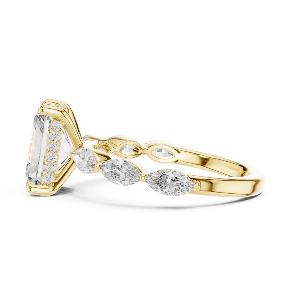 Radiant cut Diamond Hidden Halo Ring