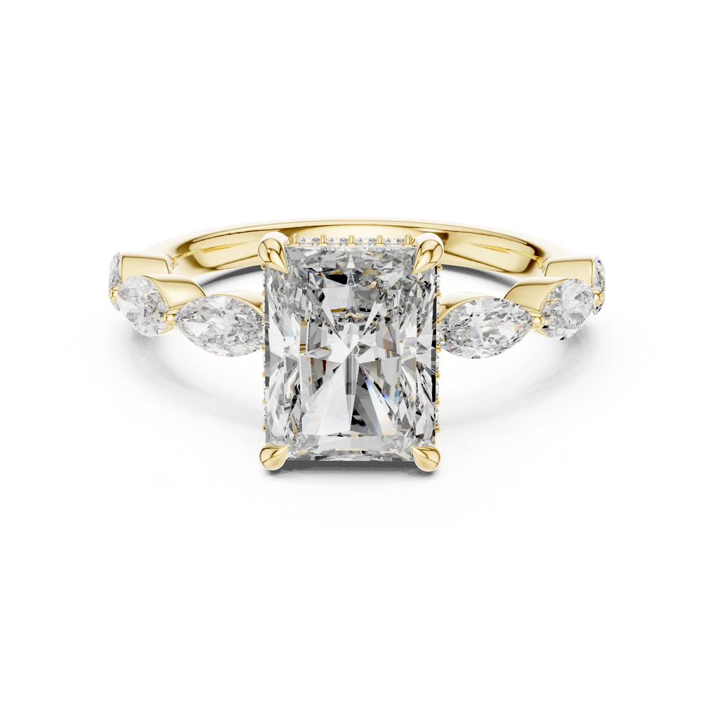 Radiant cut Diamond Hidden Halo Ring