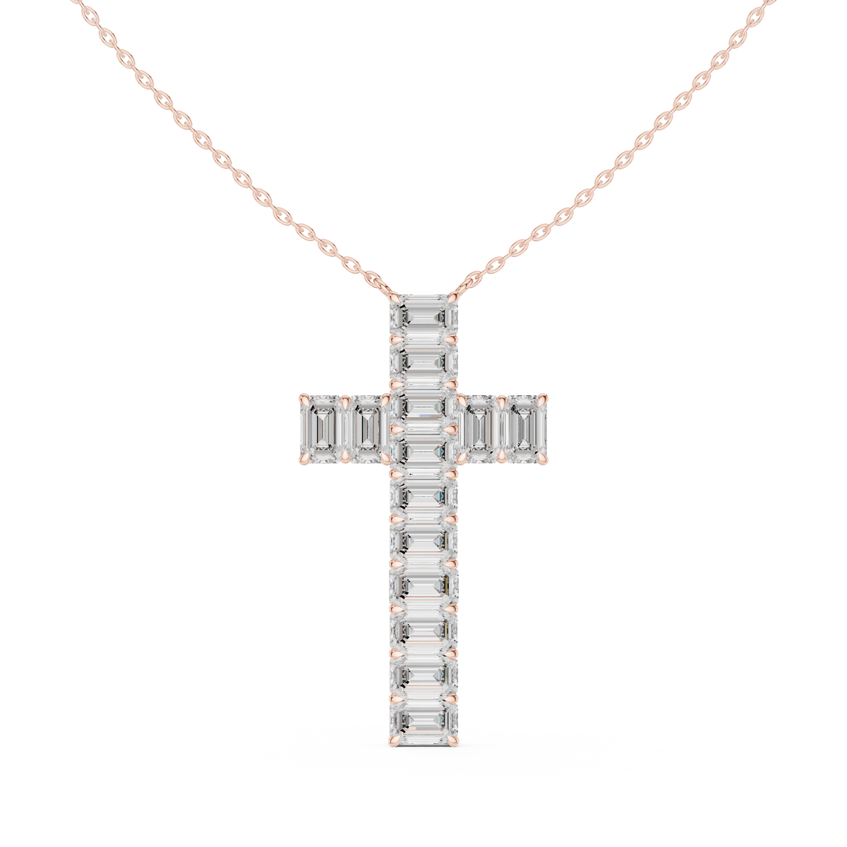 Cross Pendant Necklace - Emerald Lab Diamond Charm