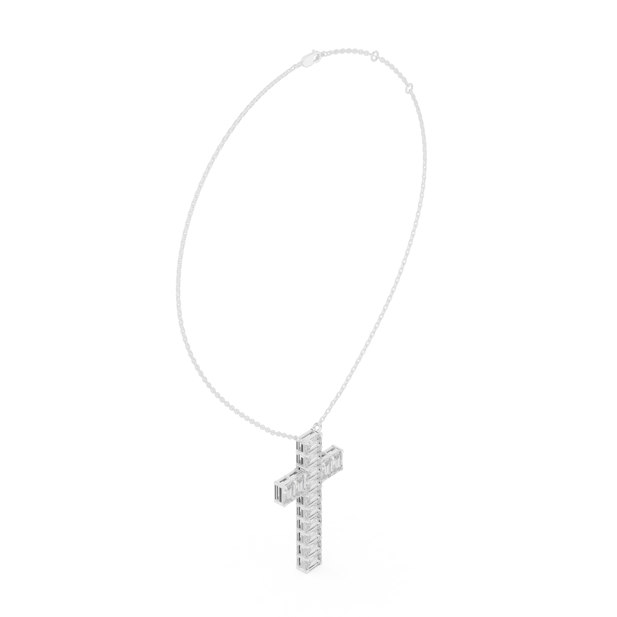 Cross Pendant Necklace - Emerald Lab Diamond Charm