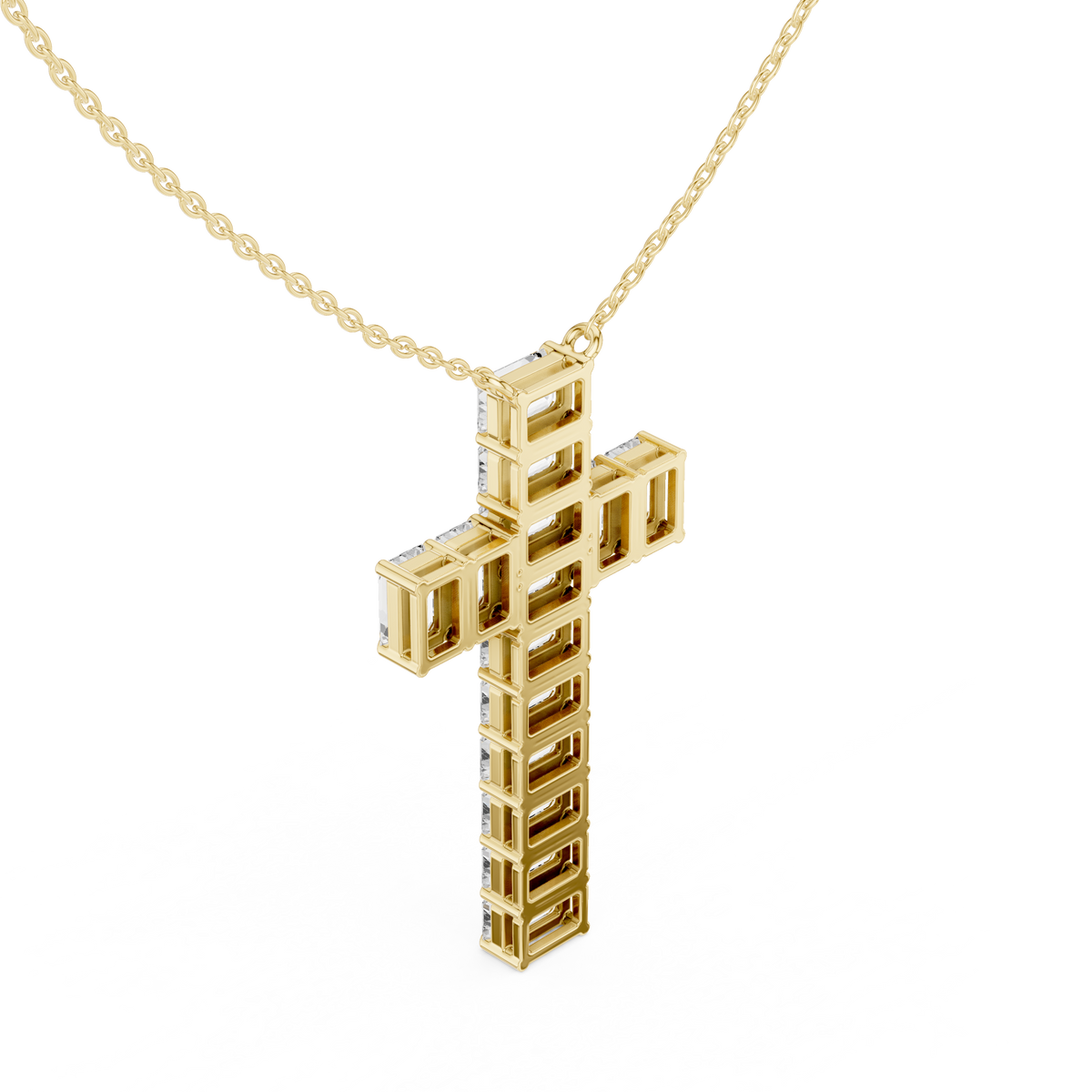 Cross Pendant Necklace - Emerald Lab Diamond Charm