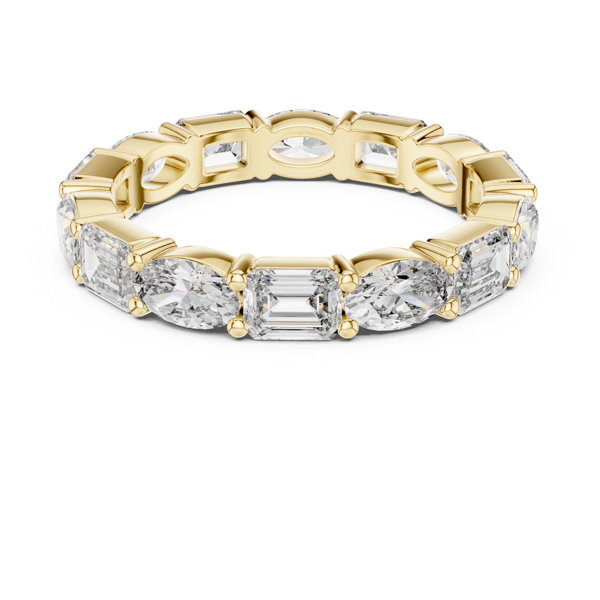 Emerald and Marquise cut Diamond Eternity Wedding Band