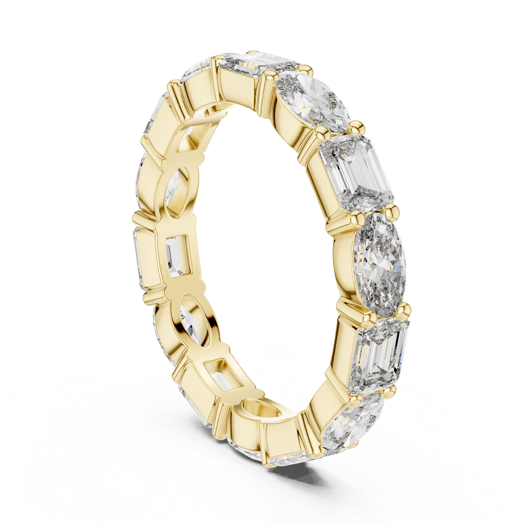 Emerald and Marquise cut Diamond Eternity Wedding Band