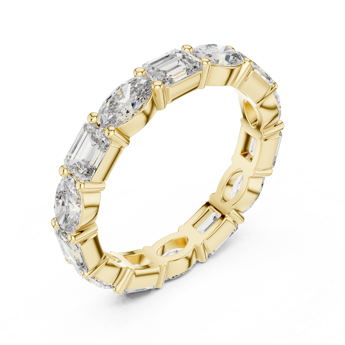 Emerald and Marquise cut Diamond Eternity Wedding Band
