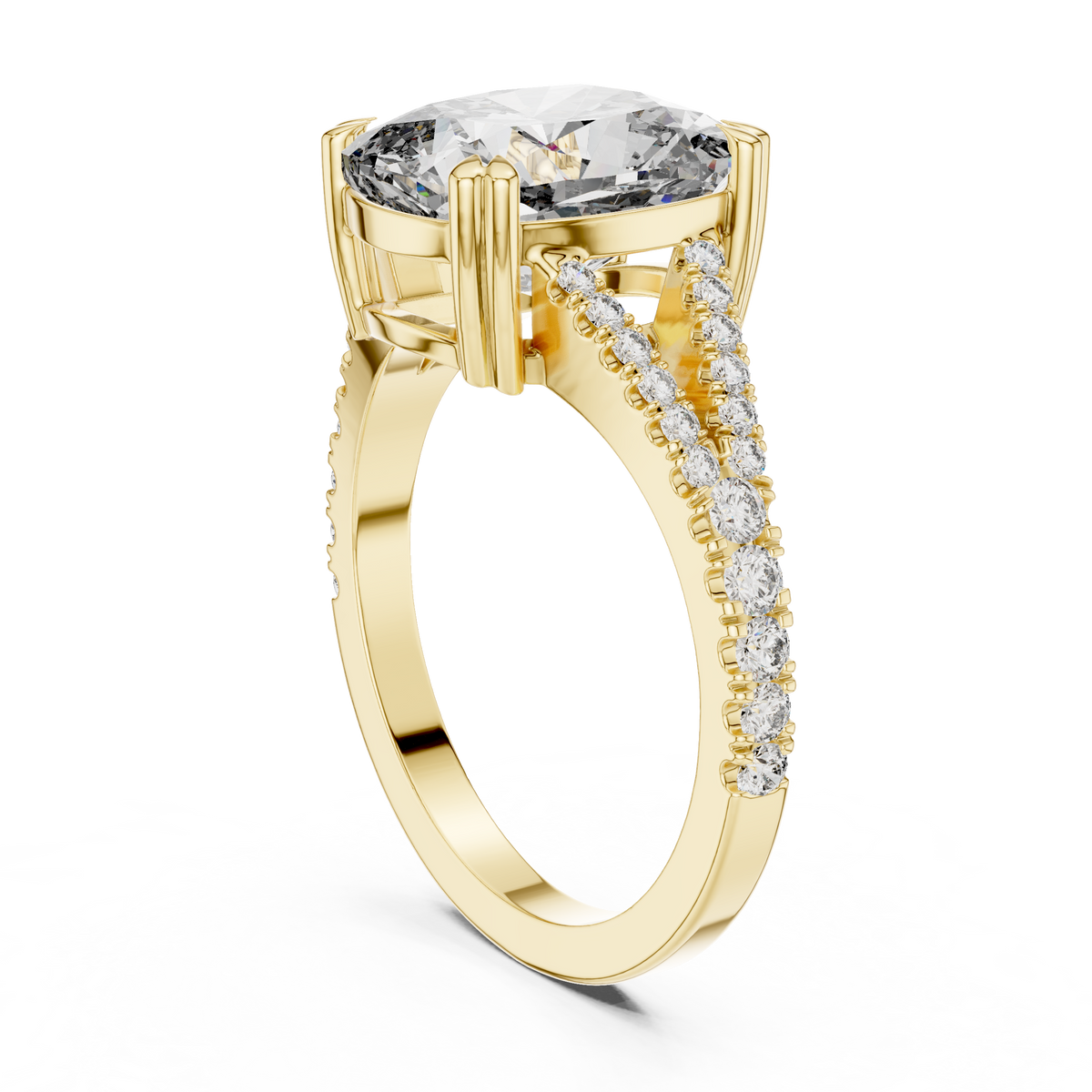 Split Shank Lab Grown Diamond Engagement Ring - Elongated Cushion