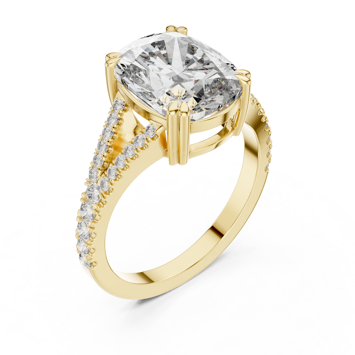 Split Shank Lab Grown Diamond Engagement Ring - Elongated Cushion