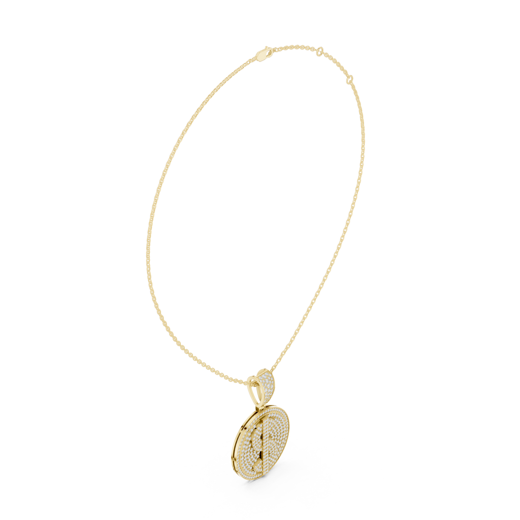 Dollar Sign Diamond Disk Pendant Necklace - Moissanite Charm