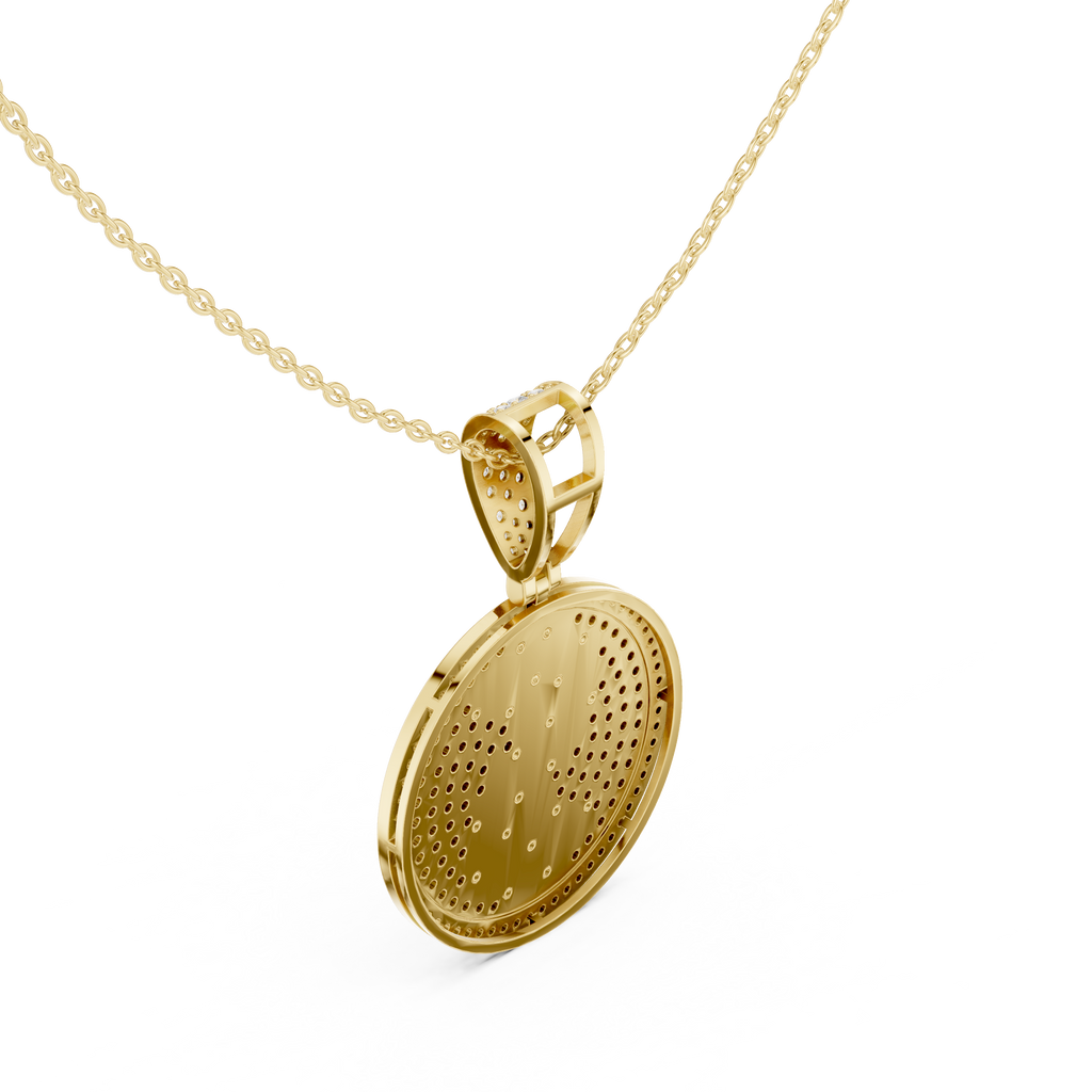 Dollar Sign Diamond Disk Pendant Necklace - Moissanite Charm