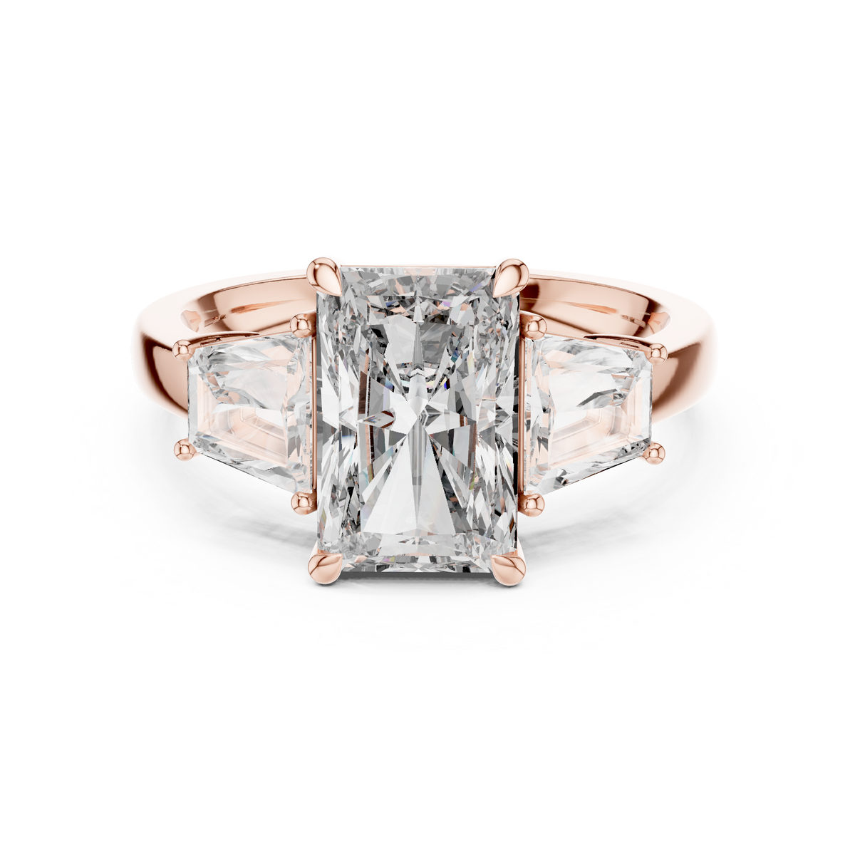 Radiant cut Three Stone Lab Grown Diamond Ring