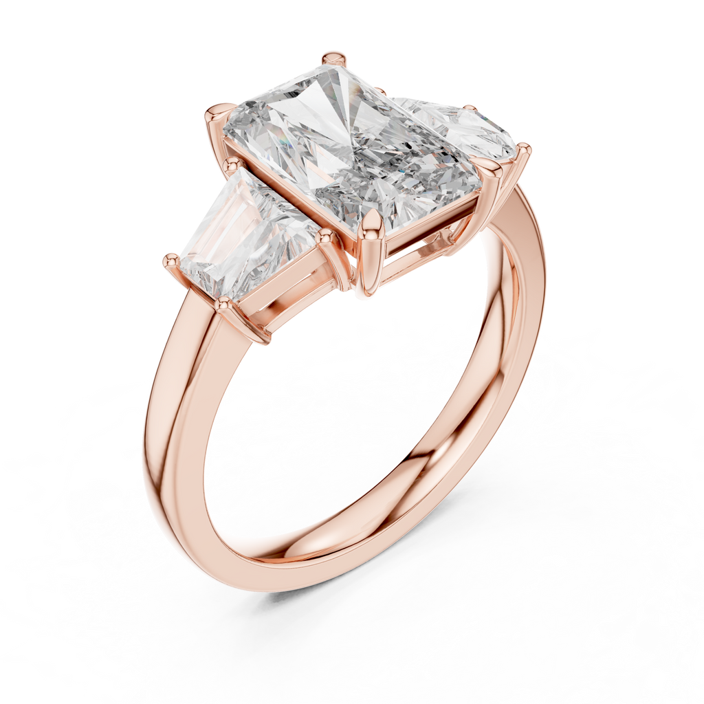 Radiant cut Three Stone Lab Grown Diamond Ring