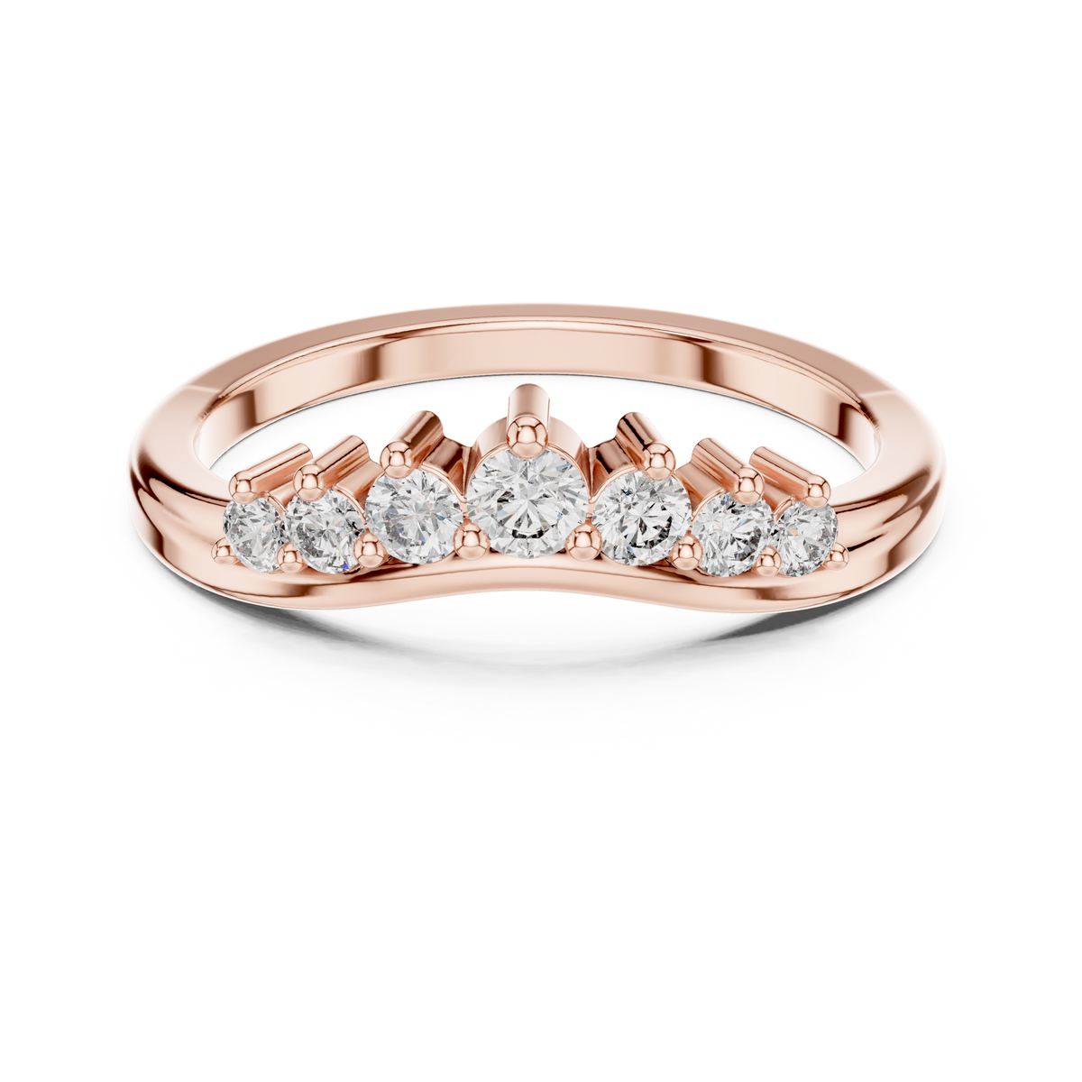 Round cut Lab Grown Diamond Curved Wedding Band