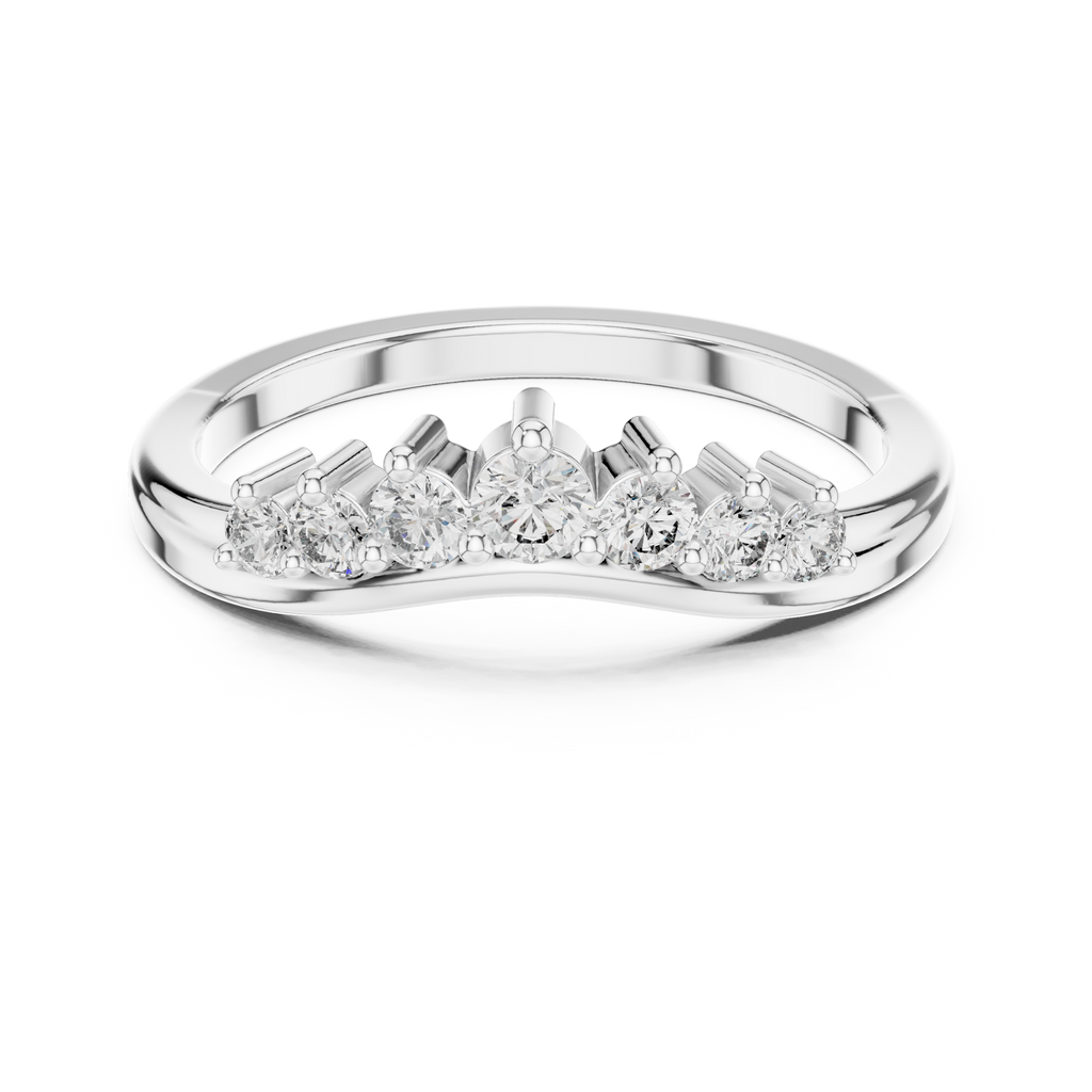 Round cut Lab Grown Diamond Curved Wedding Band