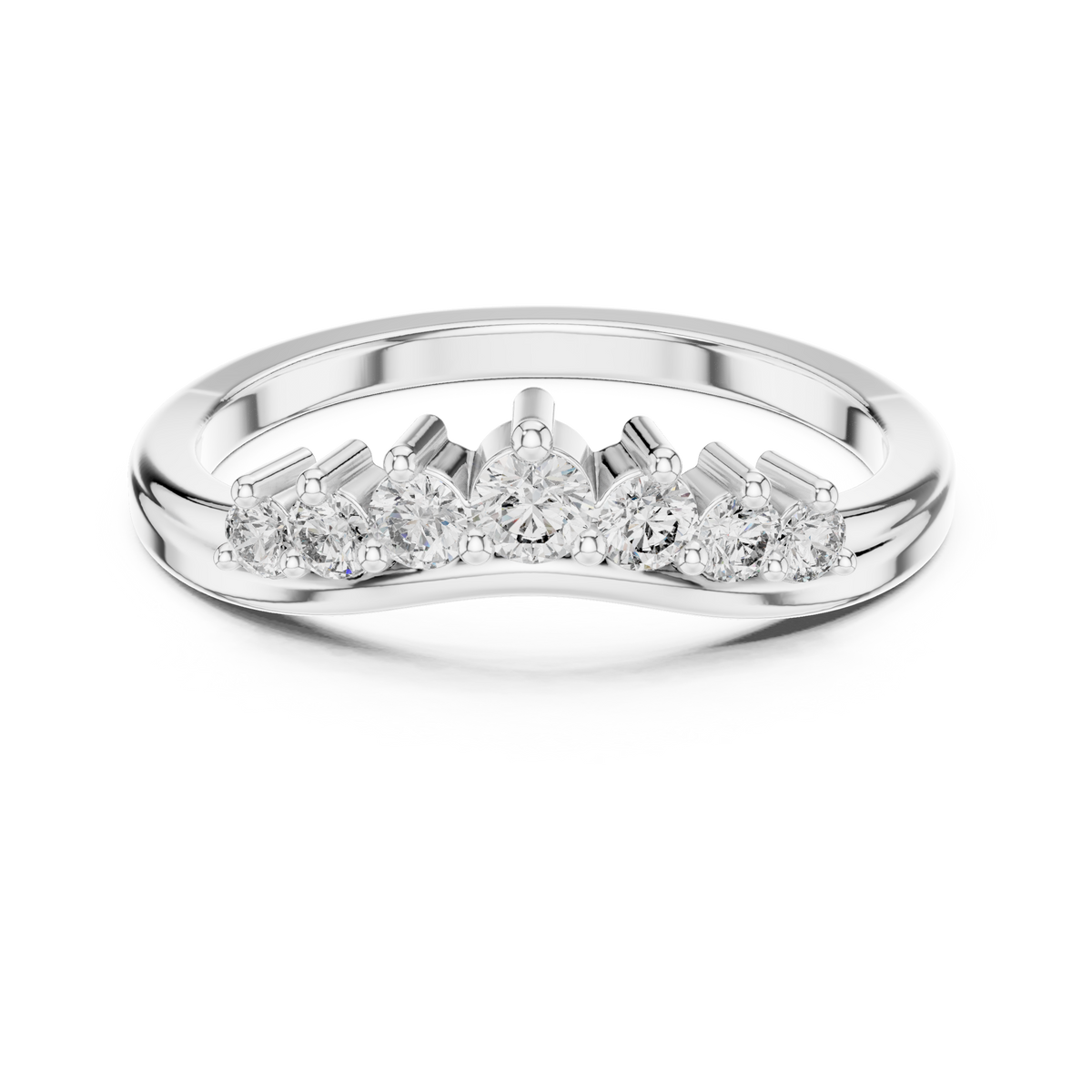 Round cut Lab Grown Diamond Curved Wedding Band