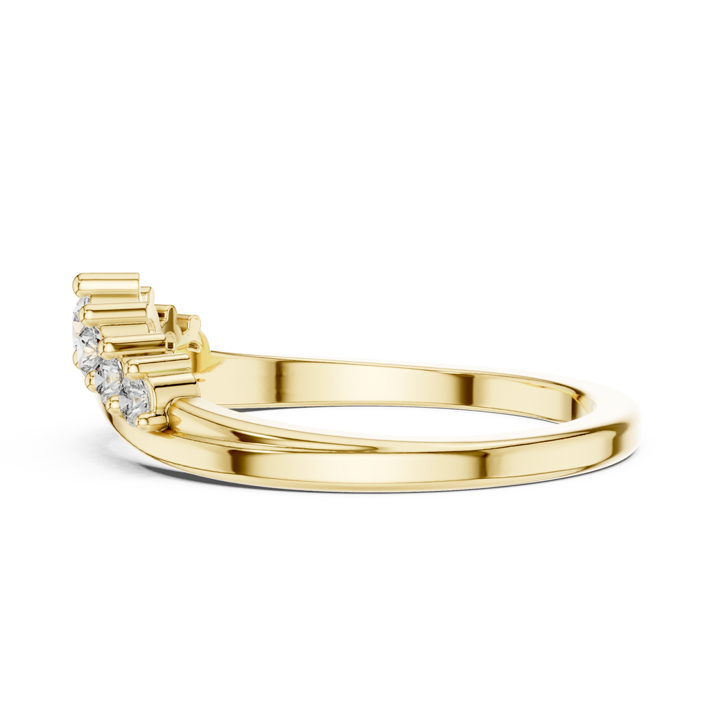 Round cut Lab Grown Diamond Curved Wedding Band