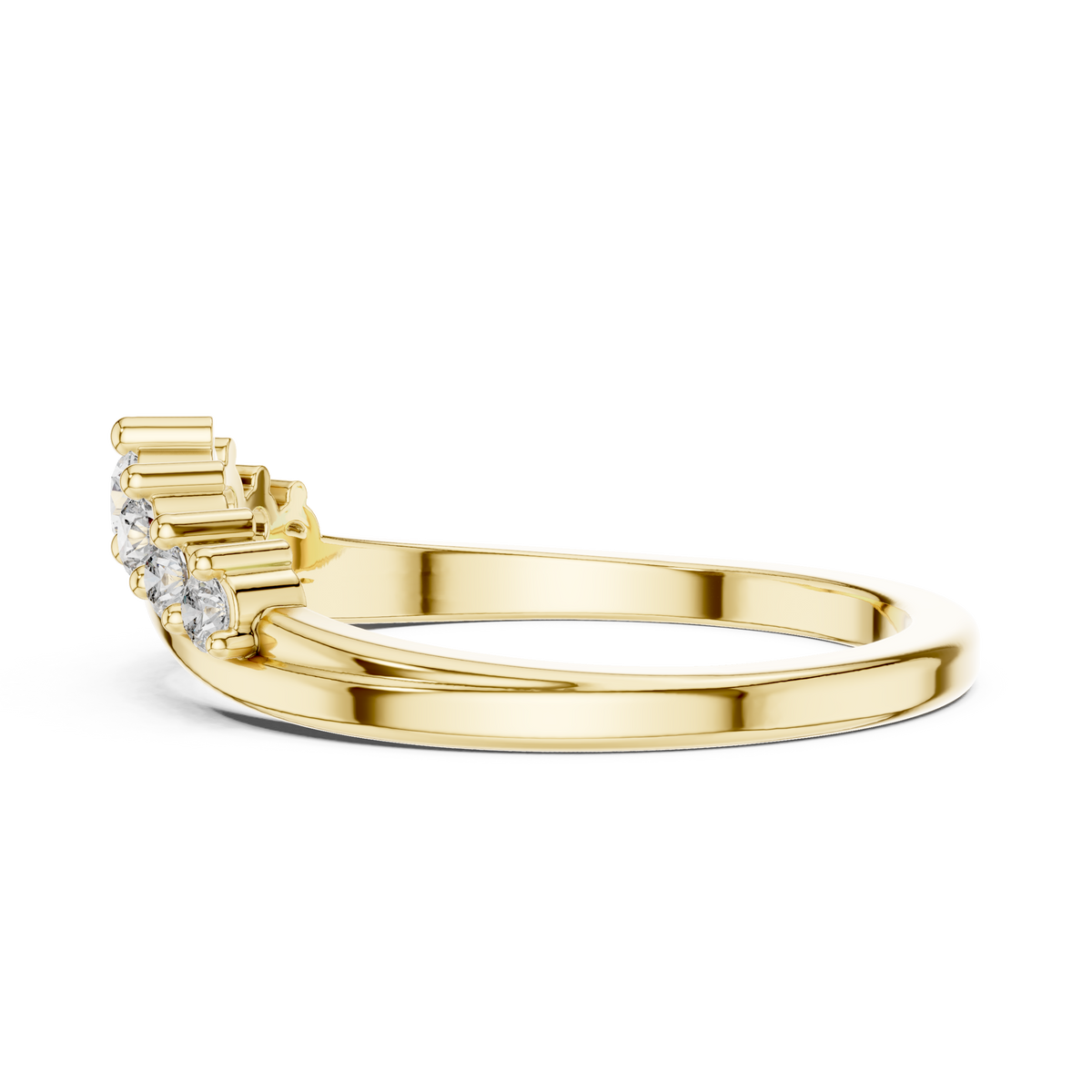 Round cut Lab Grown Diamond Curved Wedding Band