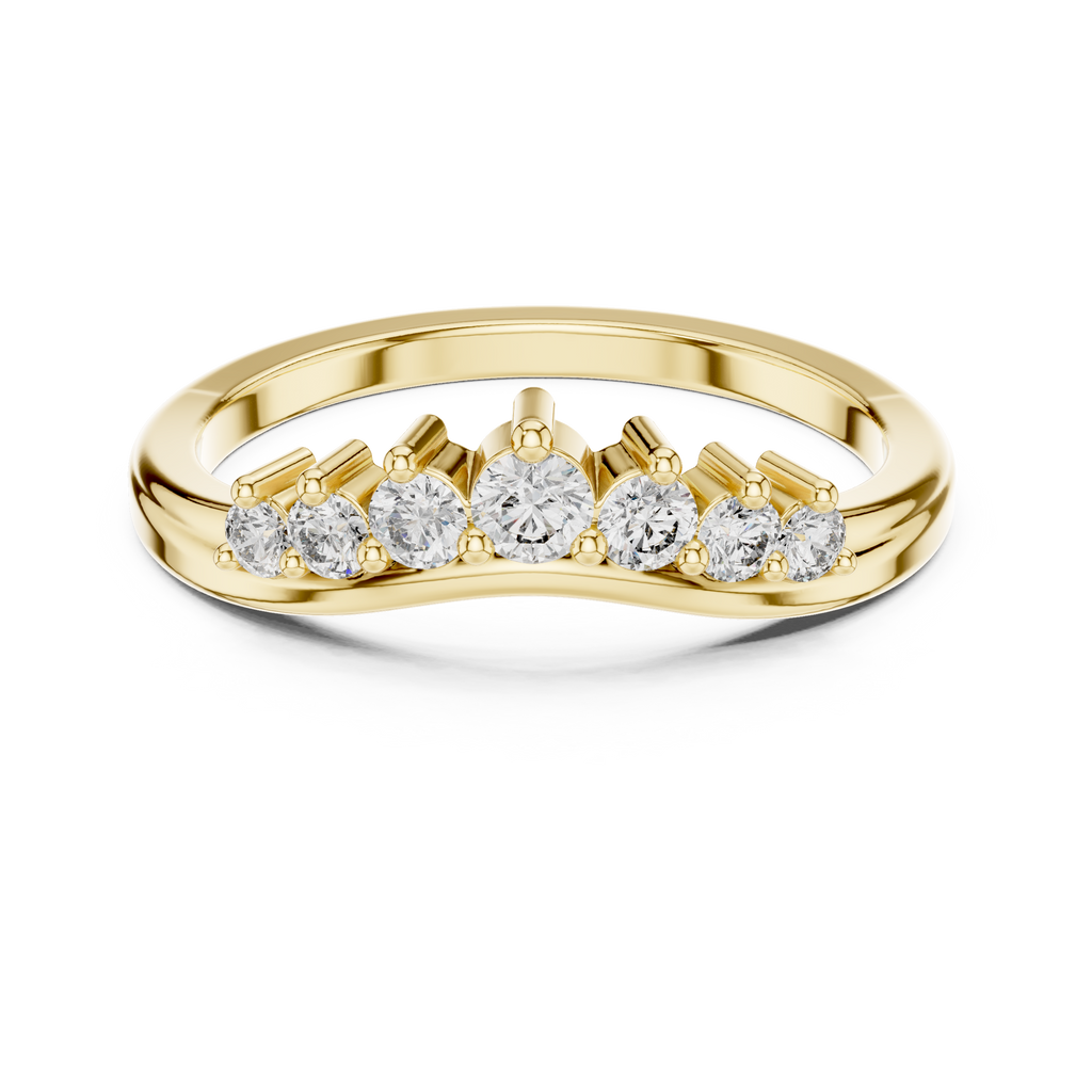 Round cut Lab Grown Diamond Curved Wedding Band