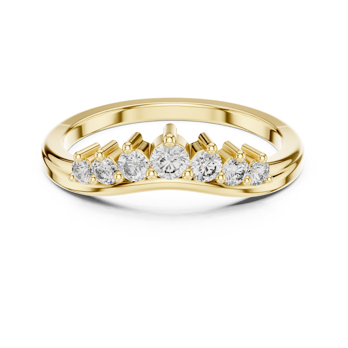 Round cut Lab Grown Diamond Curved Wedding Band
