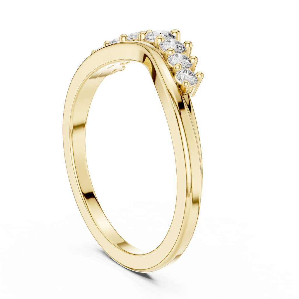 Round cut Lab Grown Diamond Curved Wedding Band