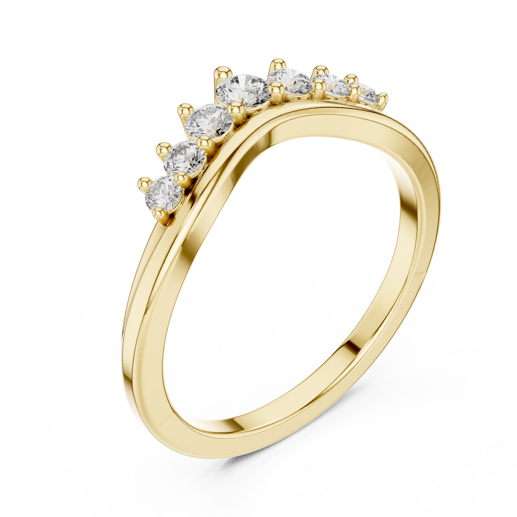 Round cut Lab Grown Diamond Curved Wedding Band