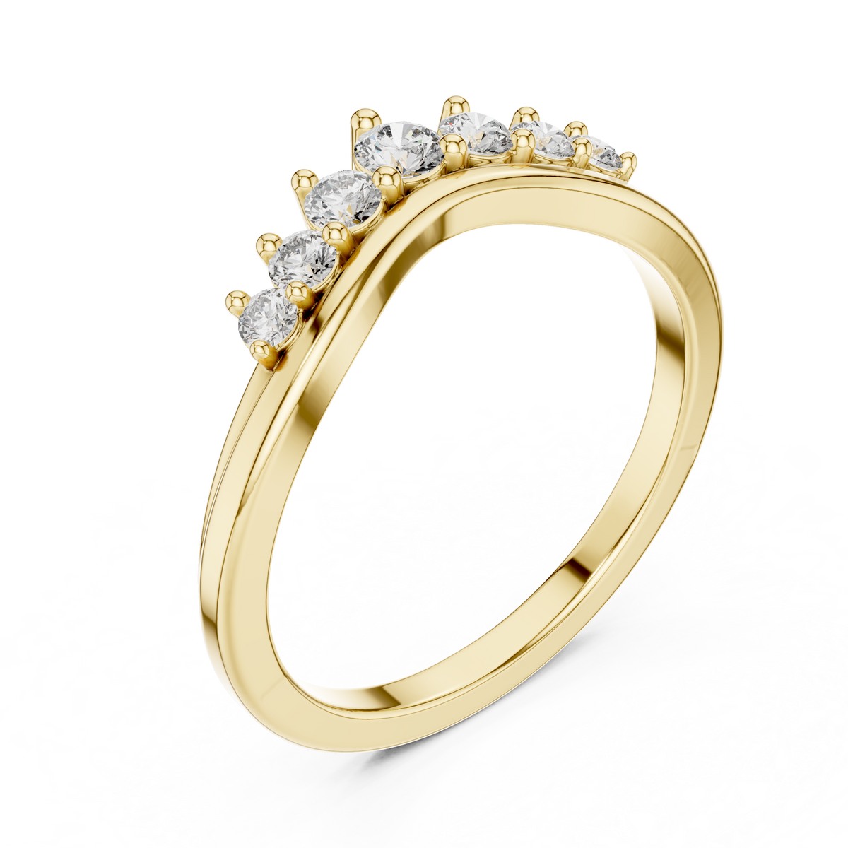 Round cut Lab Grown Diamond Curved Wedding Band