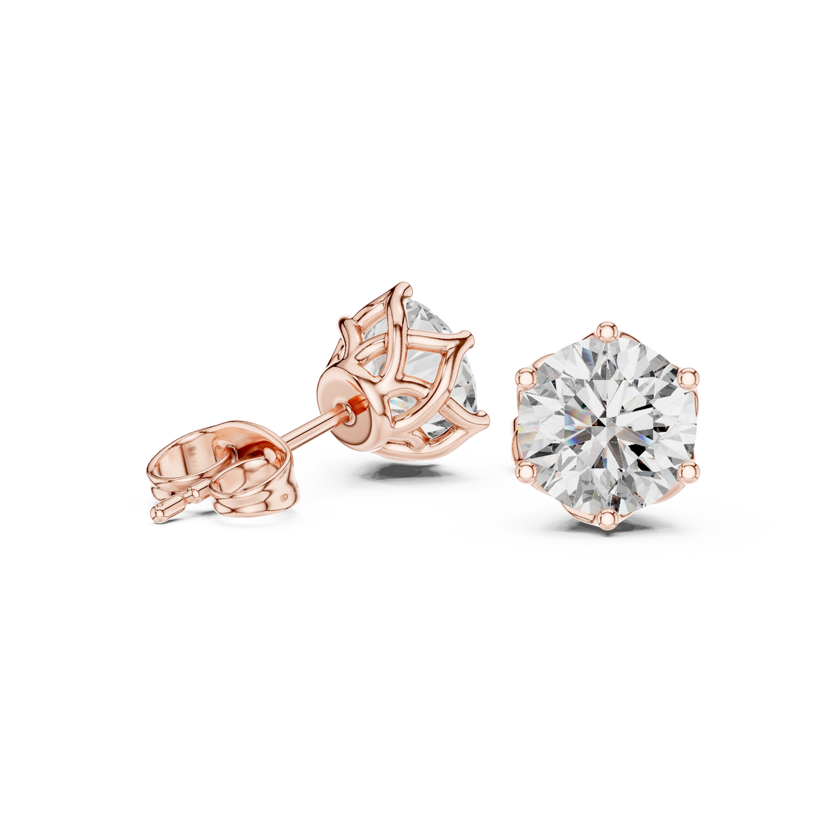 Round Lab Grown Diamond Tulip Stud Earrings