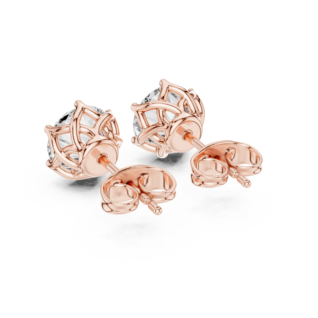 Round Lab Grown Diamond Tulip Stud Earrings