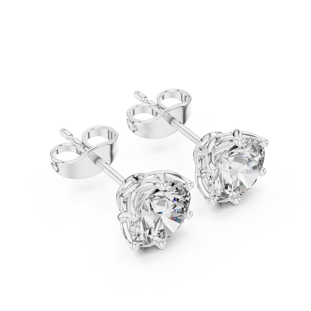 Round Lab Grown Diamond Tulip Stud Earrings