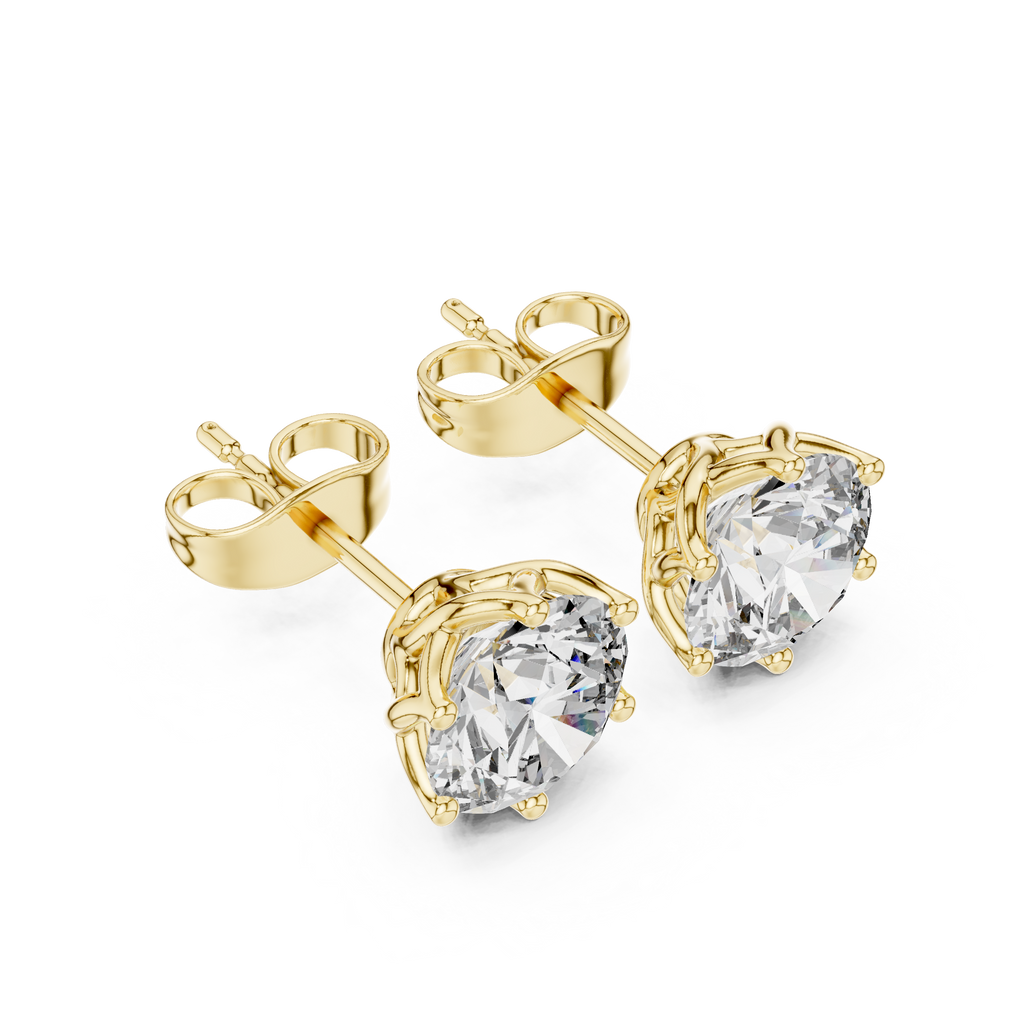 Round Lab Grown Diamond Tulip Stud Earrings