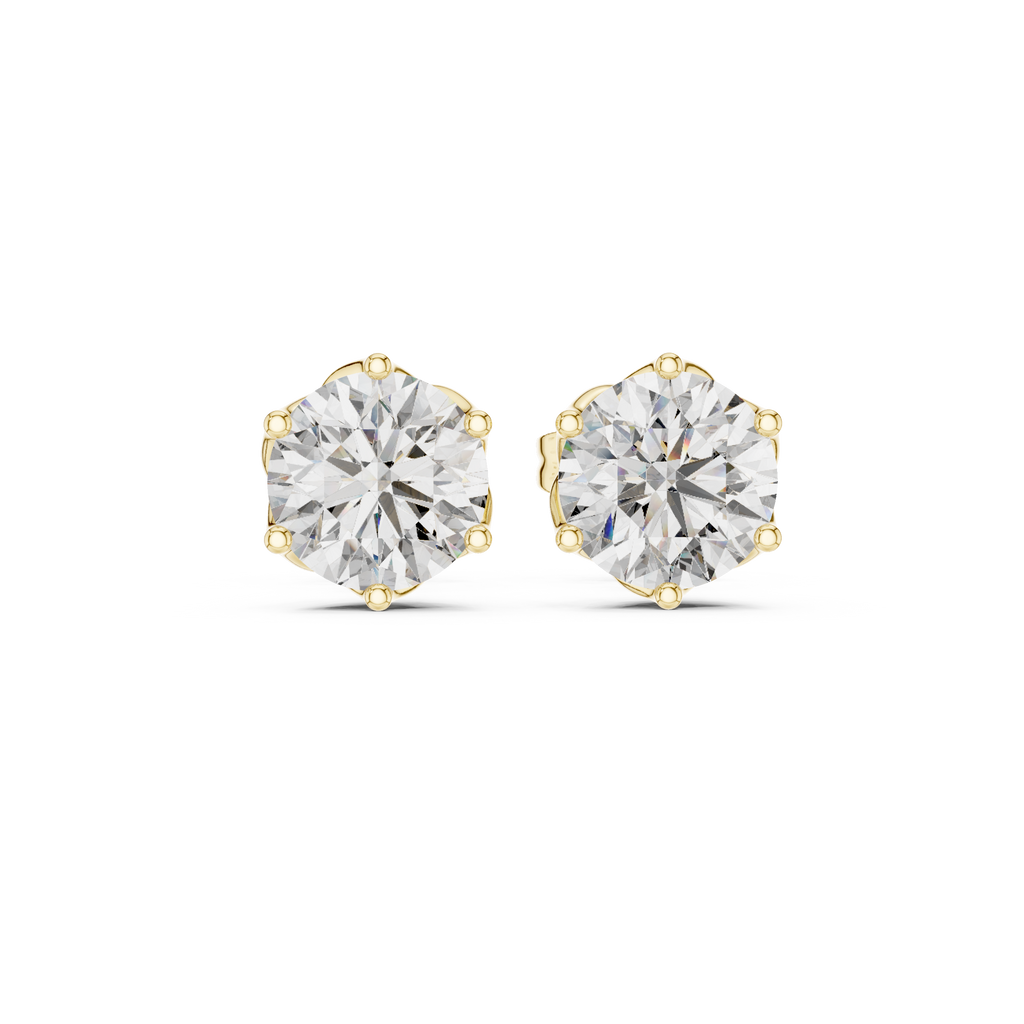 Round Lab Grown Diamond Tulip Stud Earrings