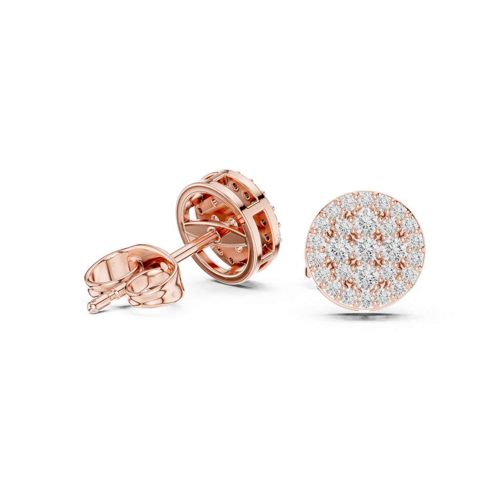 Round Lab Grown Diamond Cluster Stud Earrings