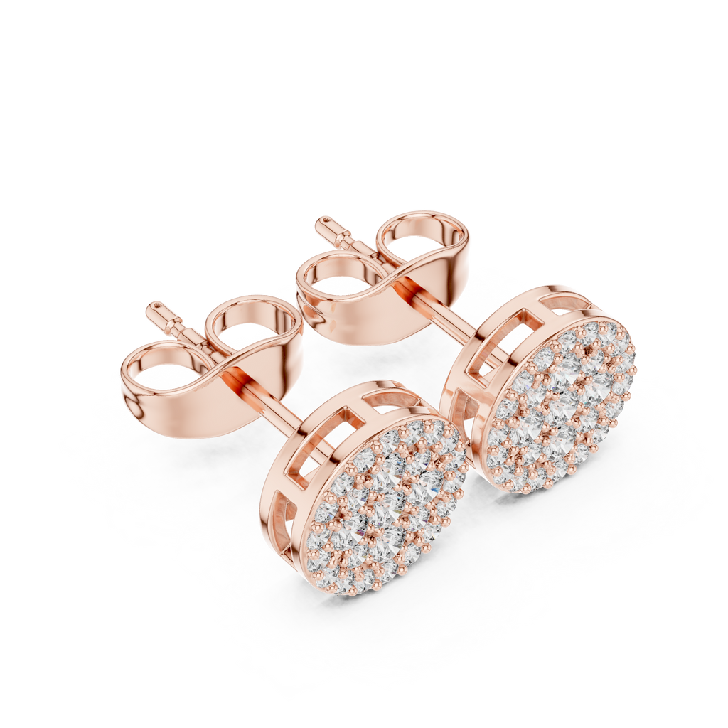 Round Lab Grown Diamond Cluster Stud Earrings
