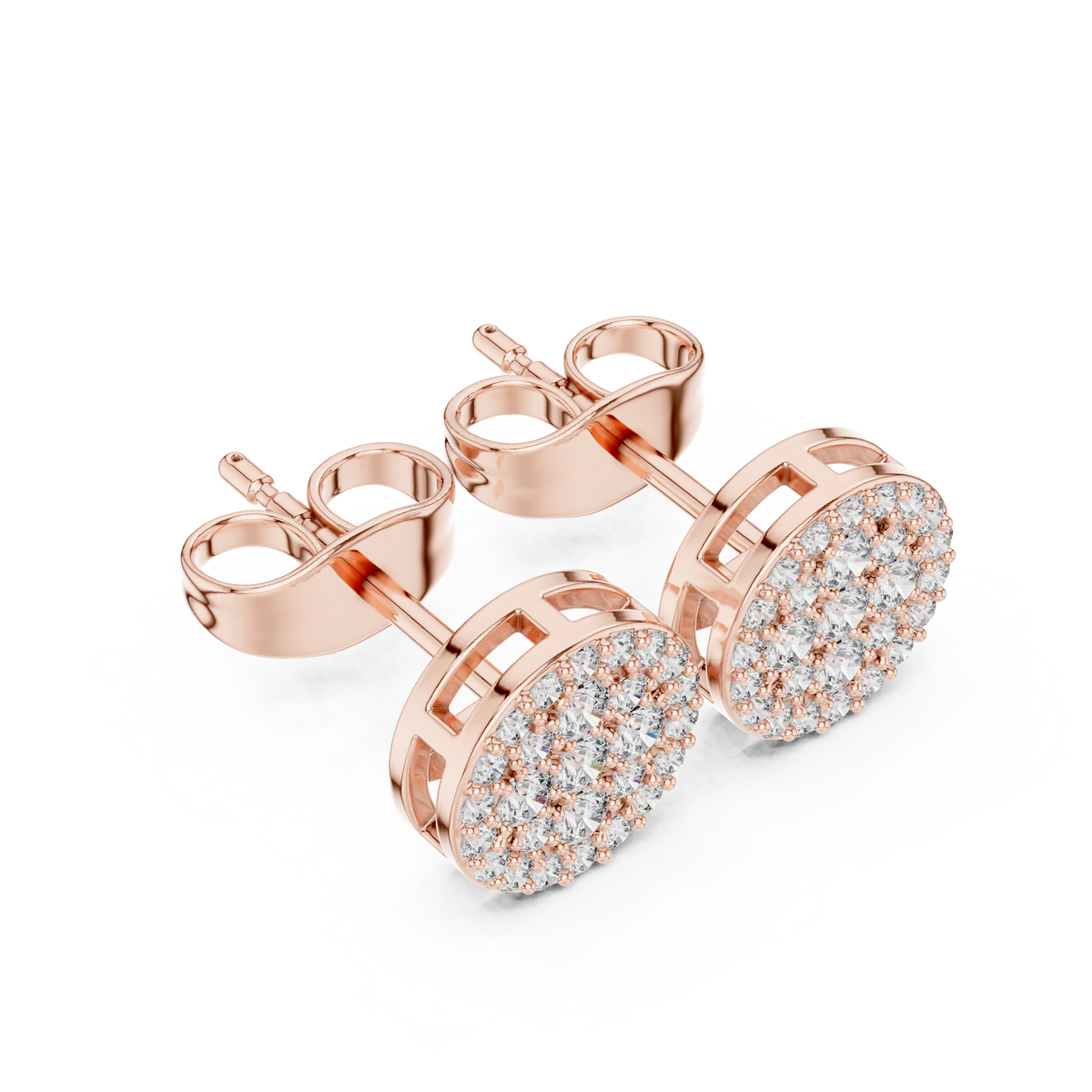 Round Lab Grown Diamond Cluster Stud Earrings