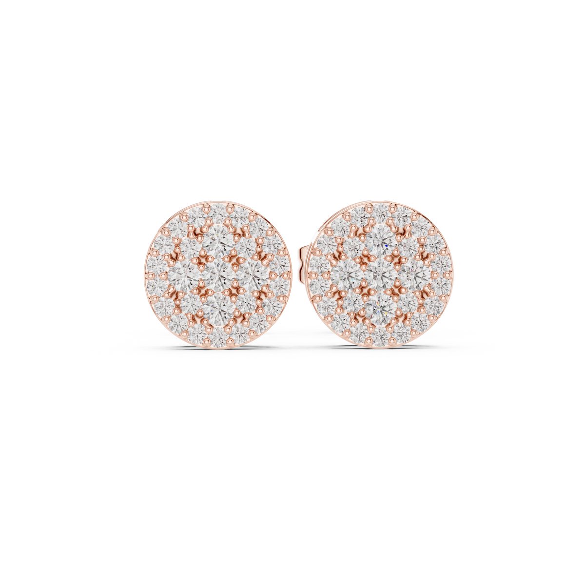 Round Lab Grown Diamond Cluster Stud Earrings