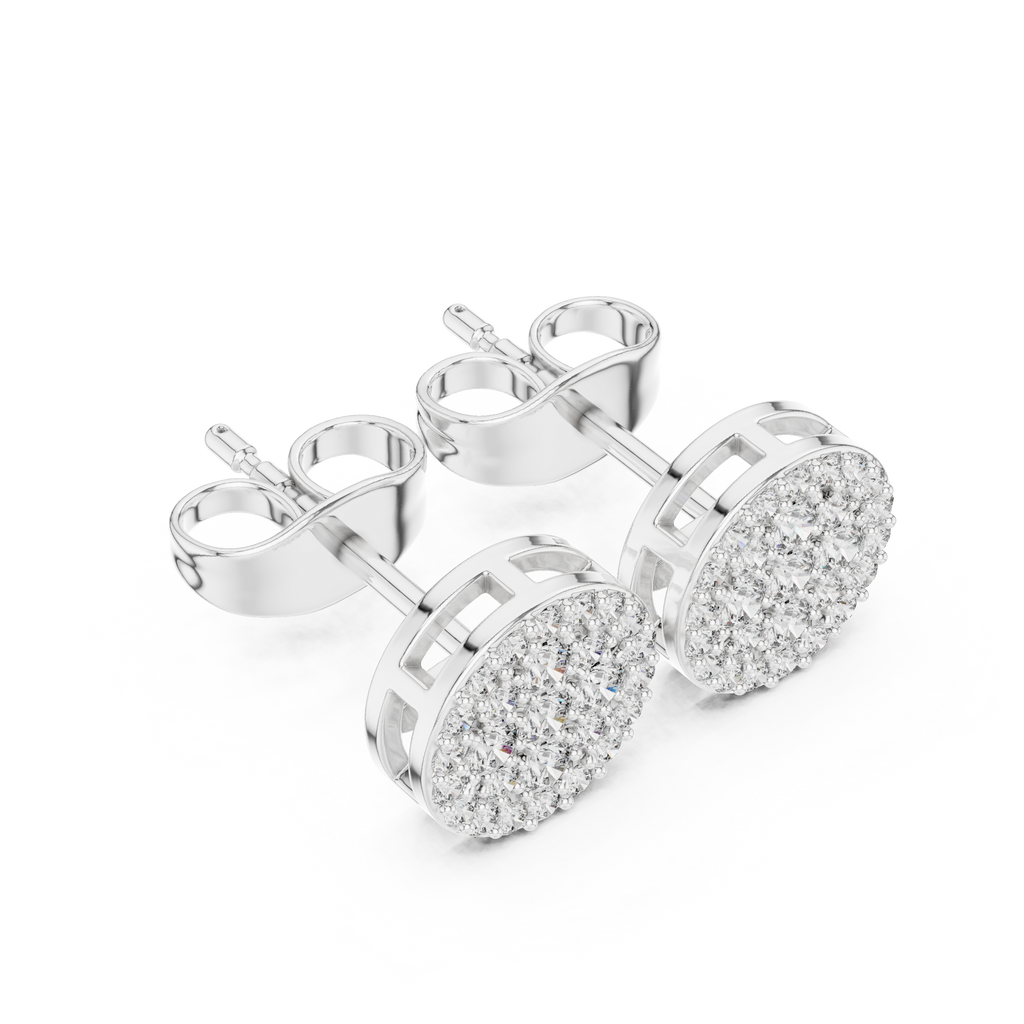 Round Lab Grown Diamond Cluster Stud Earrings