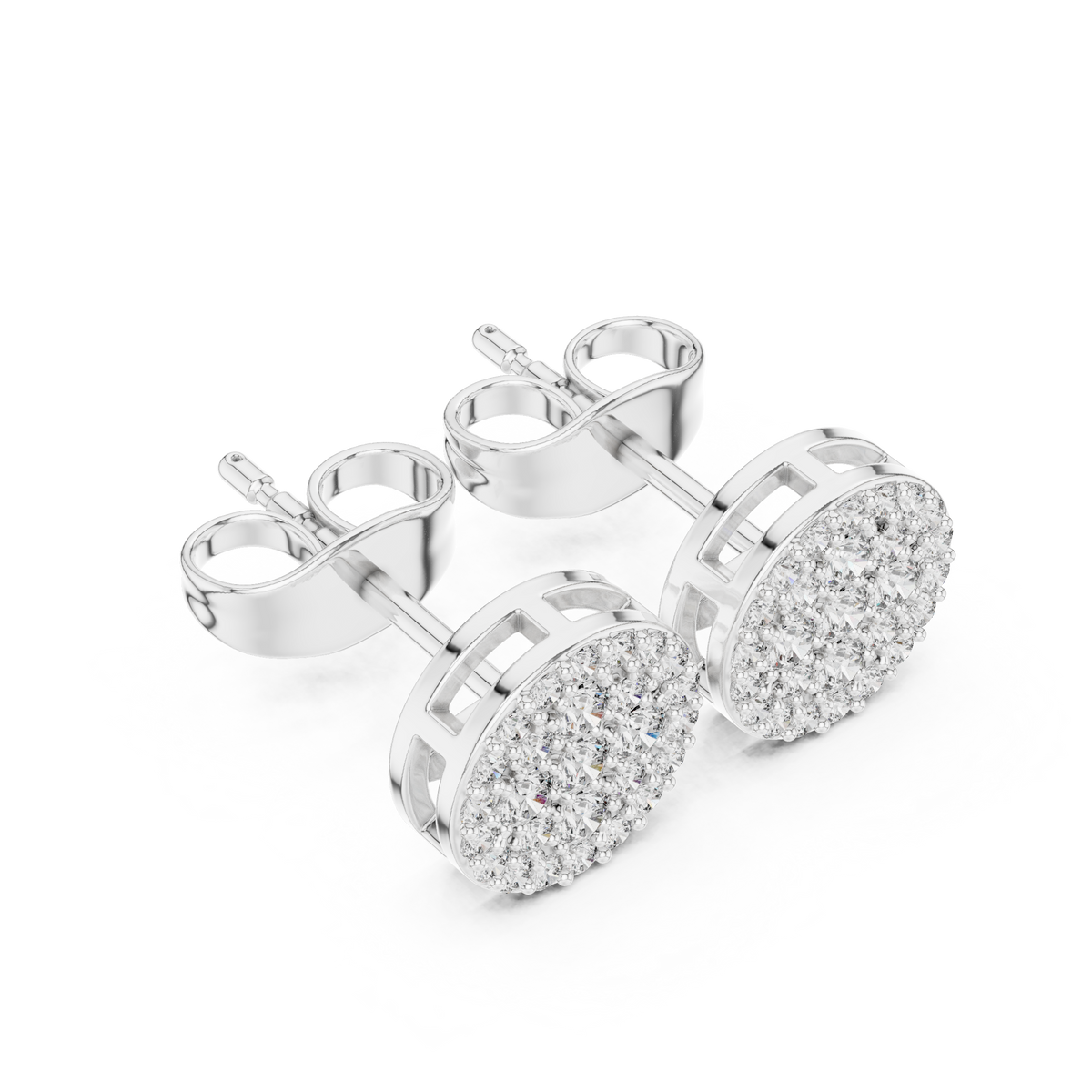 Round Lab Grown Diamond Cluster Stud Earrings