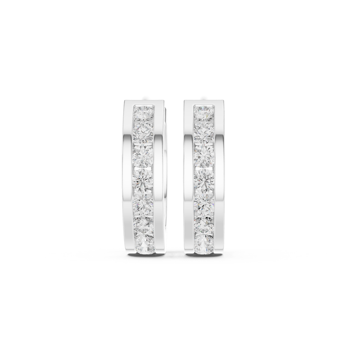 Channel Set Diamond Hoop Earrings in Yellow Gold