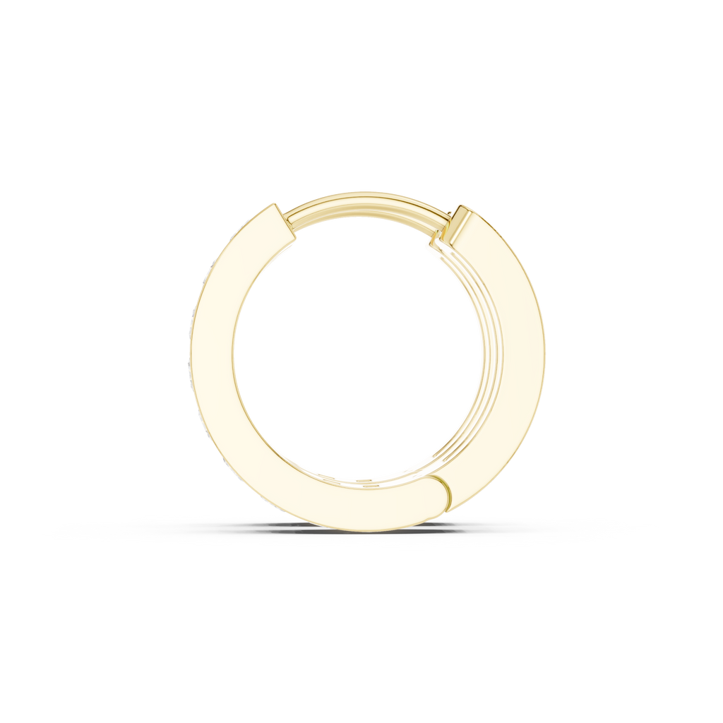 Channel Set Diamond Hoop Earrings in Yellow Gold