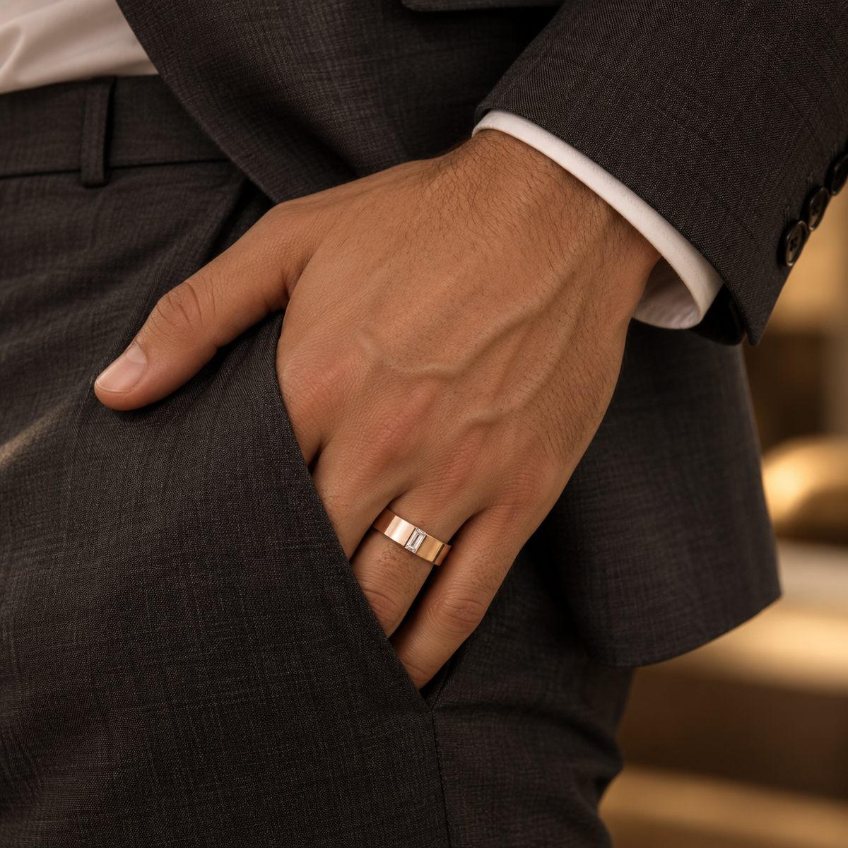 Baguette cut Diamond Mens Band