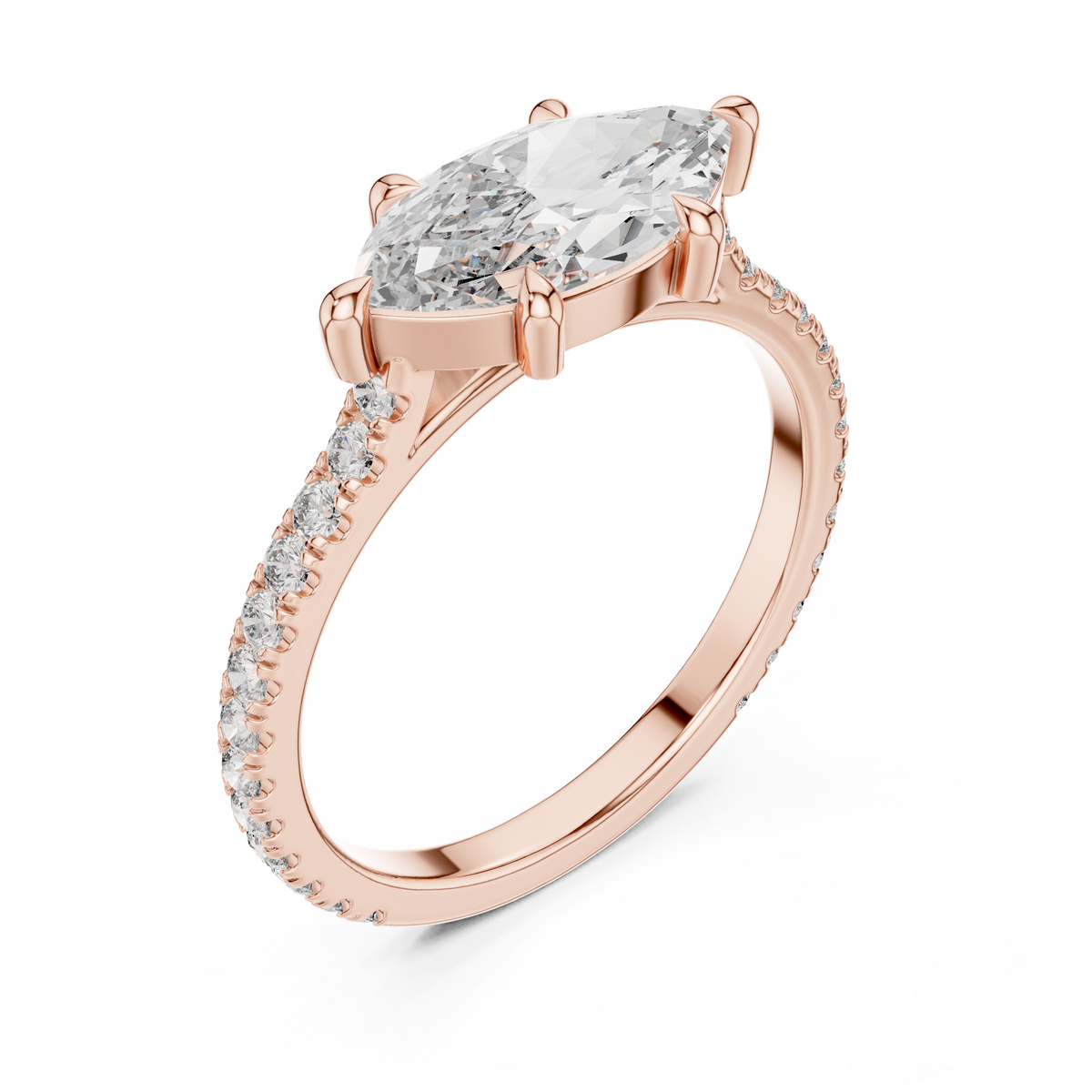 Marquise cut Diamond Pavé Engagement Ring