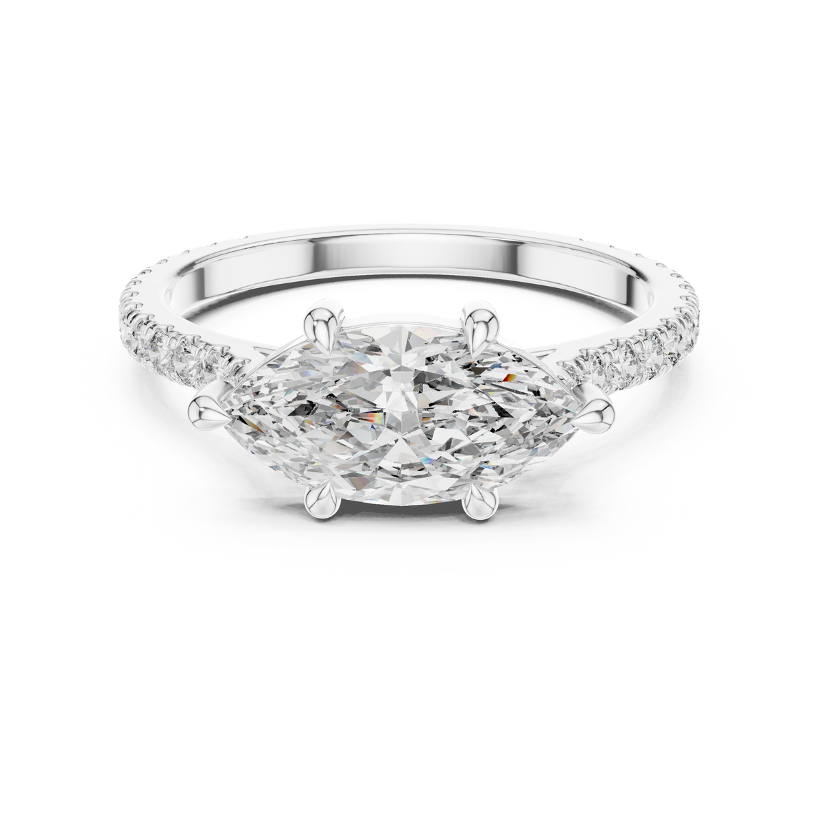 Marquise cut Diamond Pavé Engagement Ring