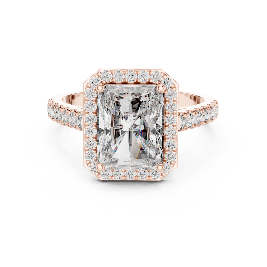 Radiant Cut Lab Diamond Halo Engagement Ring