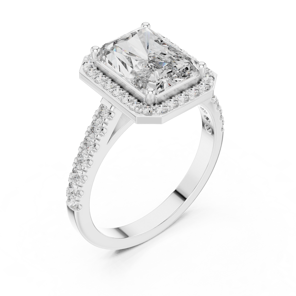 Radiant Cut Lab Diamond Halo Engagement Ring