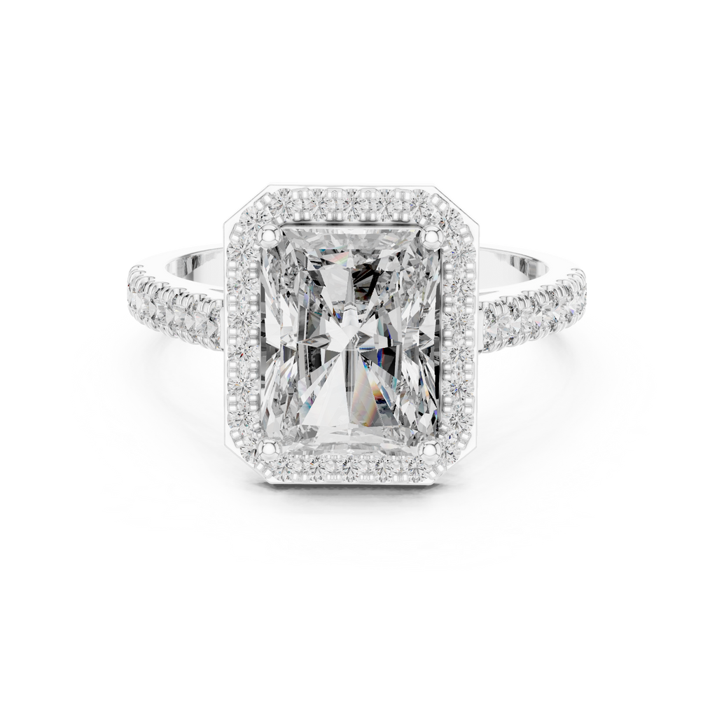 Radiant Cut Lab Diamond Halo Engagement Ring