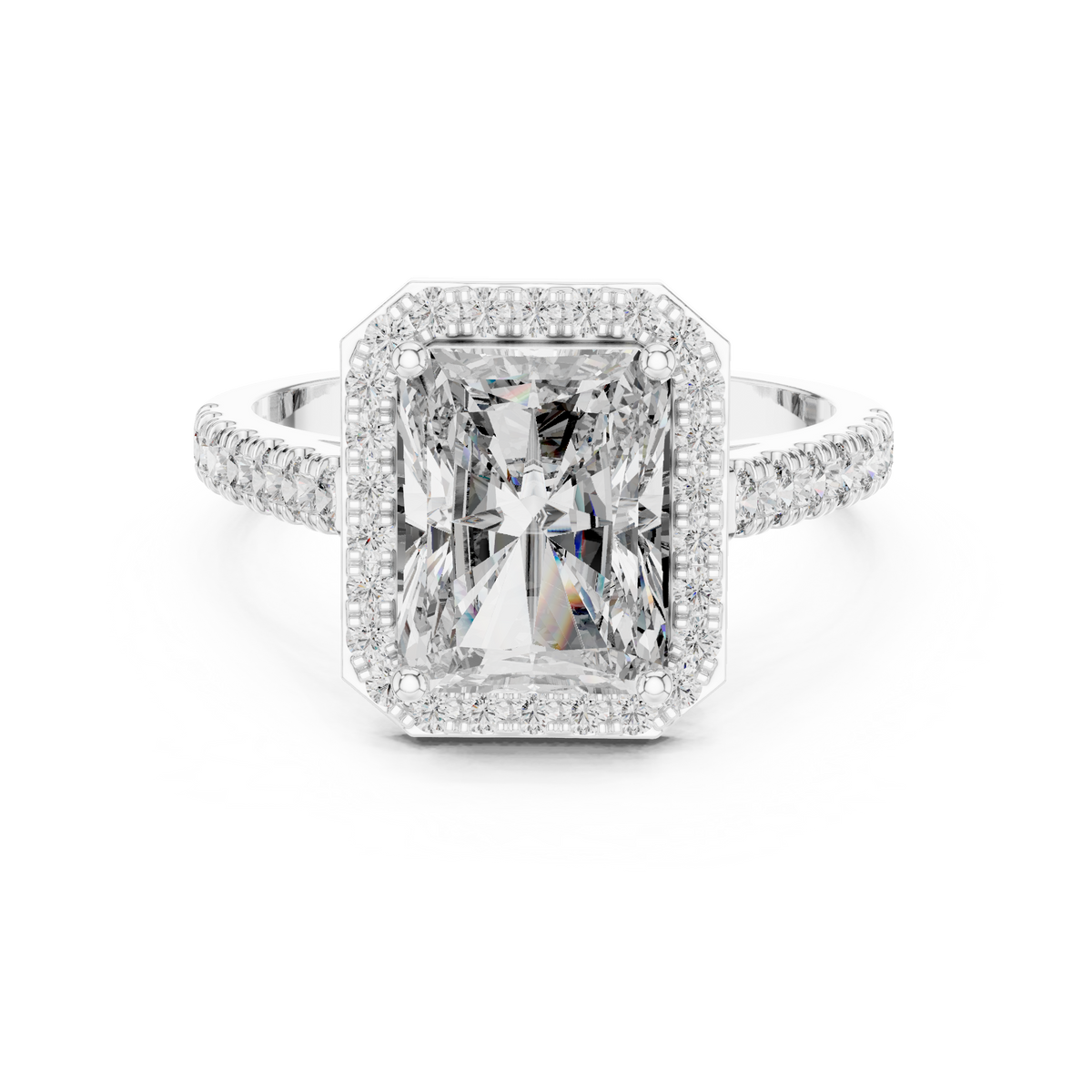 Radiant Cut Lab Diamond Halo Engagement Ring