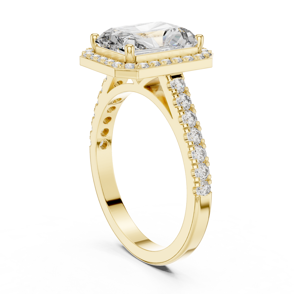 Radiant Cut Lab Diamond Halo Engagement Ring