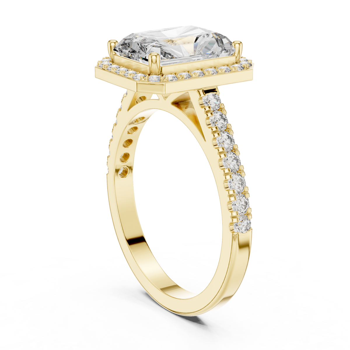 Radiant Cut Lab Diamond Halo Engagement Ring