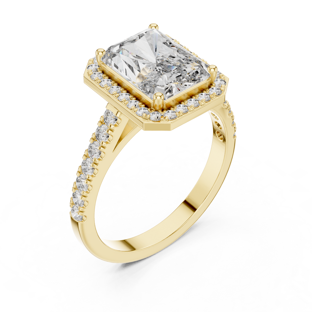 Radiant Cut Lab Diamond Halo Engagement Ring
