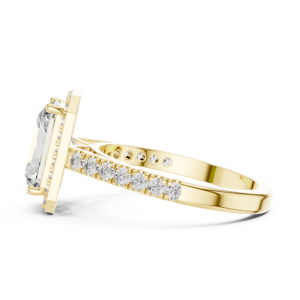 Radiant Cut Lab Diamond Halo Engagement Ring
