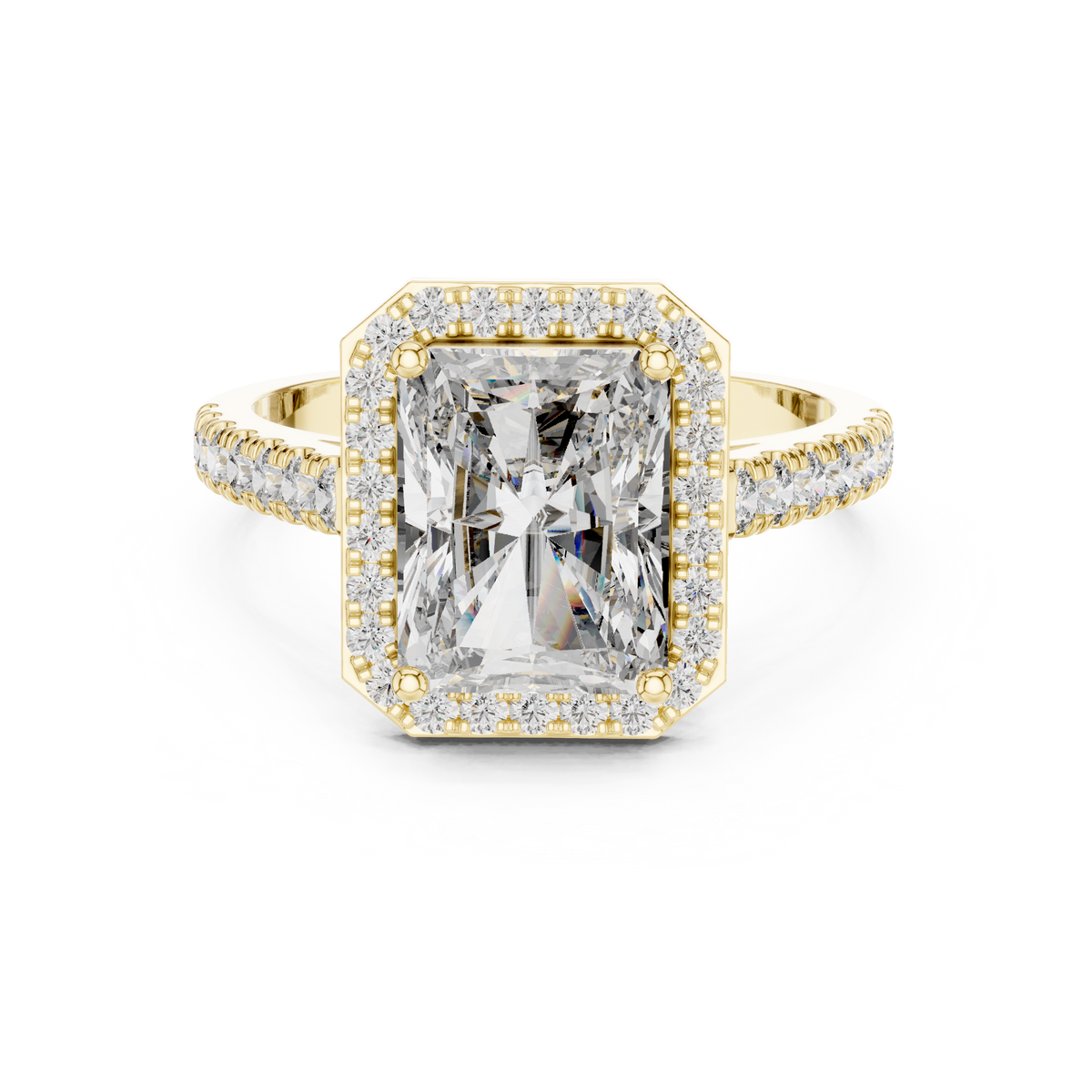 Radiant Cut Lab Diamond Halo Engagement Ring